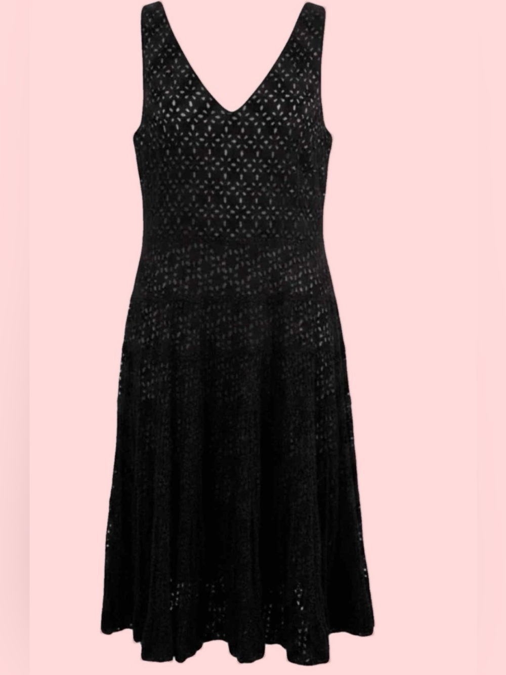 50% off! SUMMER SALE Black Eyelet Peekaboo Sleeveless Full Skirt Dress (L)